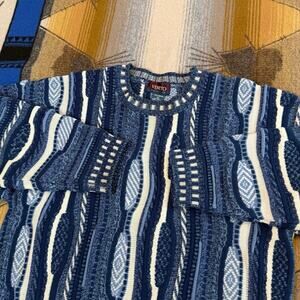 Vintage 90s Men’s Veneto 3-D Textured Pullover Knit Sweater Large Hip Hop